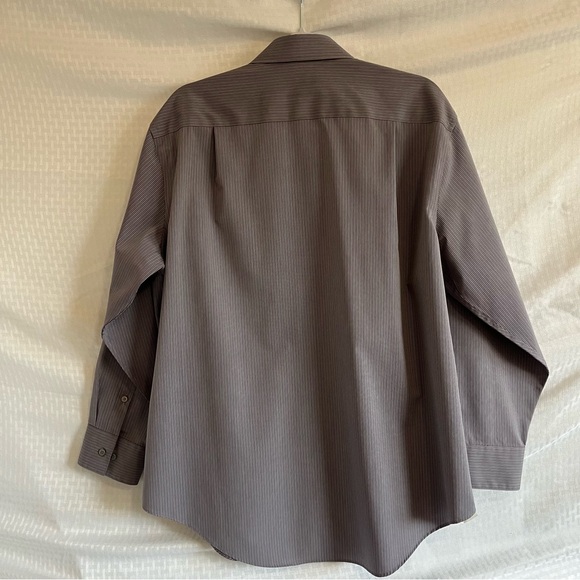 CK Calvin Klein Slim Fit Non Iron Button Up Long Sleeve Shirt Purple Gray 17 1/2 - Picture 3 of 9